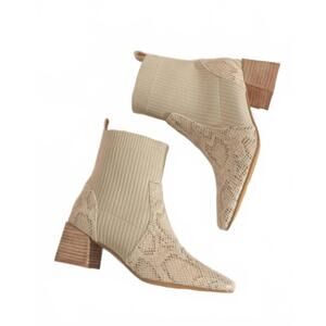 NEW LET'S SEE STYLE women's snake skin sock booties in beige